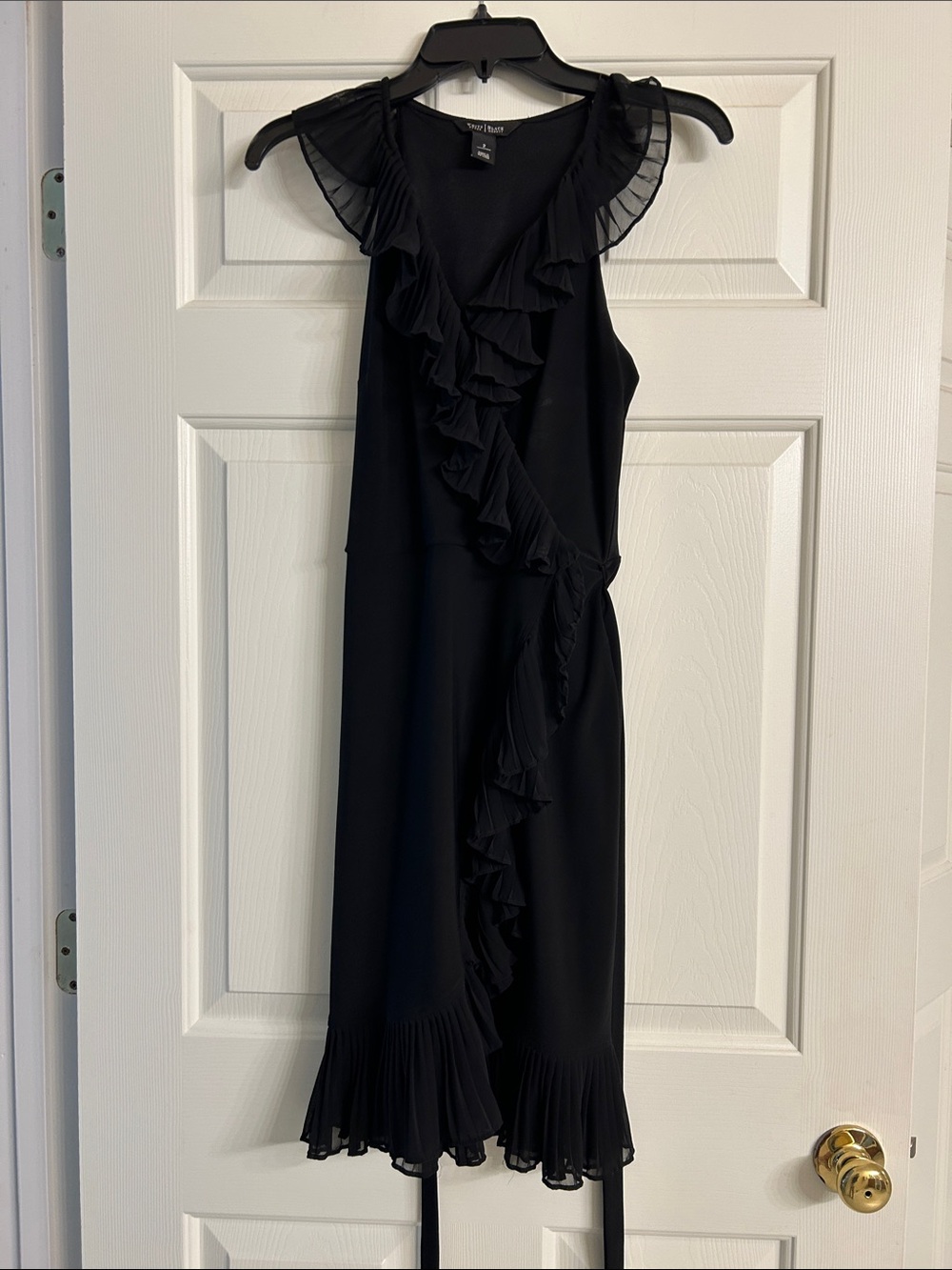 White House Black Market Black Ruffle Wrap Midi Dress